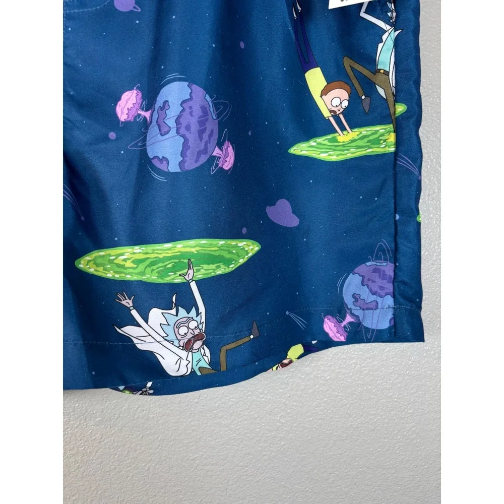 OppoSuits Rick and Morty Swim Trunks Mens L Blue Space Portal Board Shorts NWT